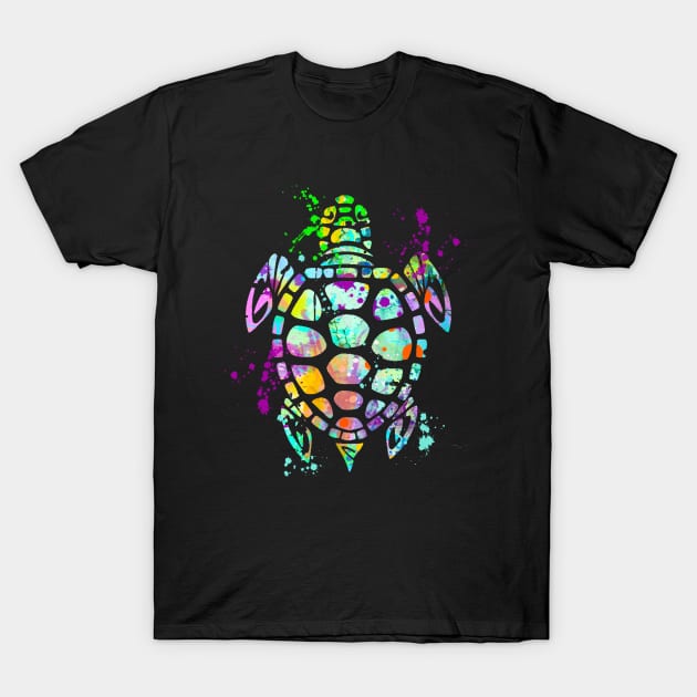 Turtle Watercolor Splash splatter Love Sea Turtles T-Shirt by joannejgg